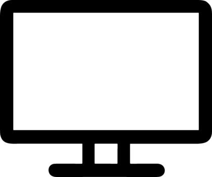 Simple black line icon of a desktop computer monitor vector