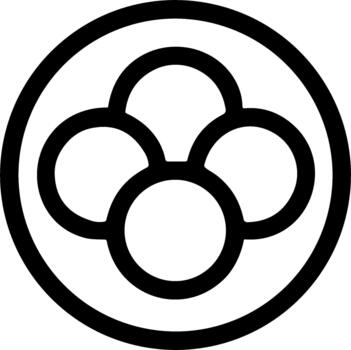 resumen geométrico símbolo de cuatro interconectado círculos dentro un anillo. vector