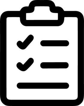 Simple black line icon of a clipboard with a checklist outline vector