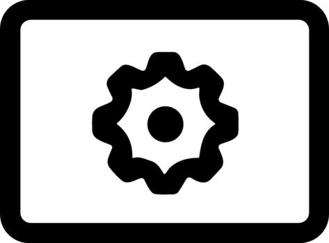 Minimalist black gear icon representing system settings or configuration. vector