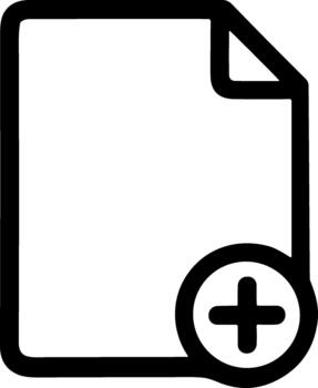 añadir nuevo documento sencillo negro línea icono con más signo. vector