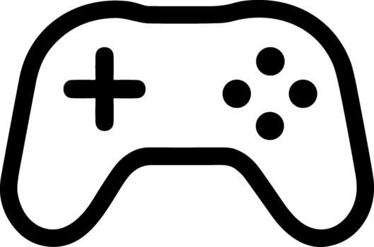 monocromo línea Arte icono de un moderno juego controlador. vector