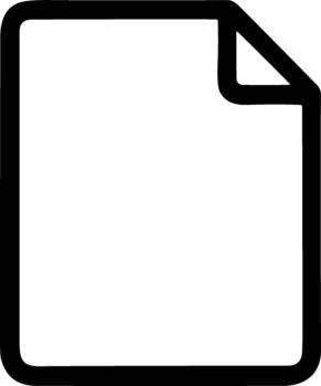 Black line icon of a blank paper document with a folded corner. vector