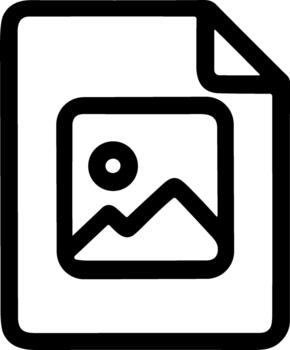 Minimalist line art icon of an image file or picture document. vector