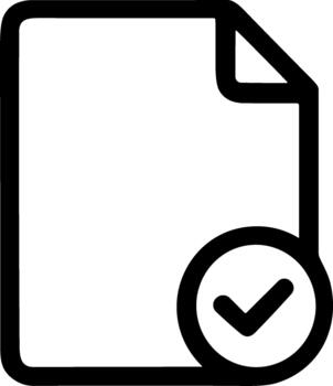 Approved document with checkmark line icon isolated on white background. vector