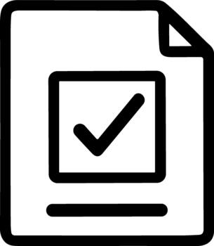 Document with a checkmark in a checkbox line icon. vector