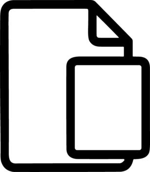 Minimalist line icon of a document with an overlapping page. vector