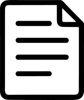 Simple black line icon of a document with text lines. vector