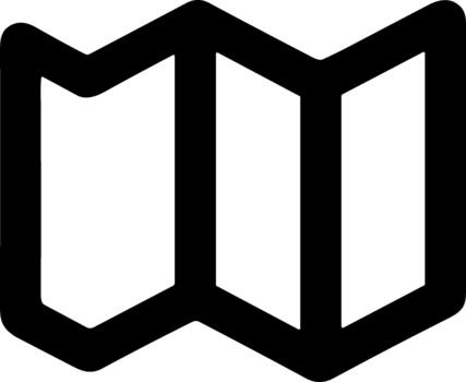 Simple folded map line icon for navigation and travel. vector