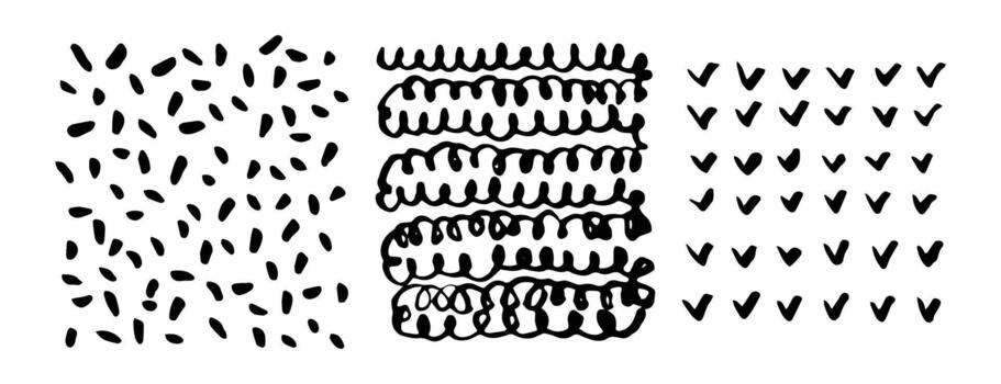 Paint Brush Marker Ink Strokes Textures Set and Marks Pattern. vector