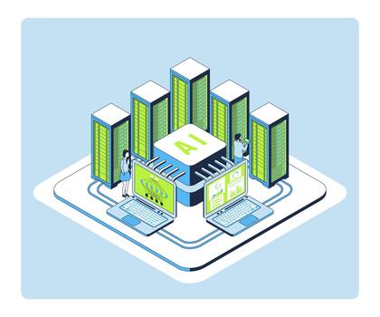 dibujos animados color modelo formación comienzo arriba ai concepto 3d isométrica ver línea elementos. vector