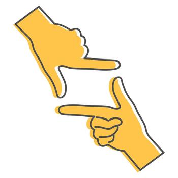 Human hands with frame gesture. Hands making frame with fingers. Line icon vector