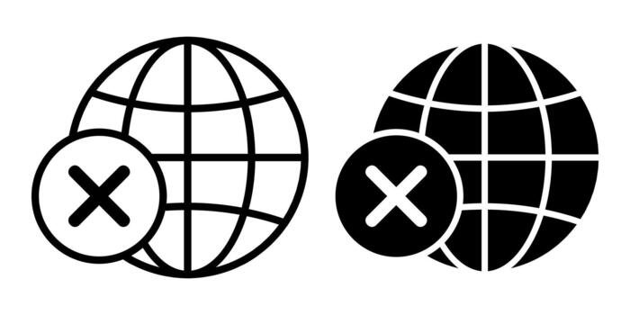 Globe Delete Black Icon Bundle for Removing Global Data and Clearing Worldwide Content vector