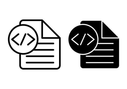 archivo código negro icono haz para software desarrollo y programación archivo interfaces vector