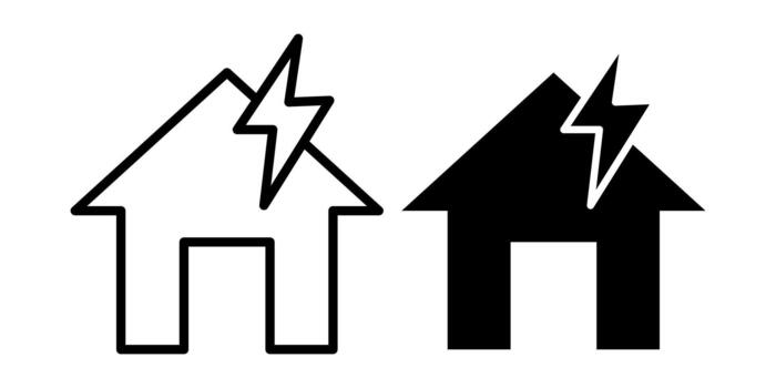 Home Symbol with Energy Bolt Black Icon Bundle for Power and Efficiency Applications vector