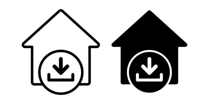 Home Symbol with Download Arrow Black Icon Bundle for File and System Access Tools vector