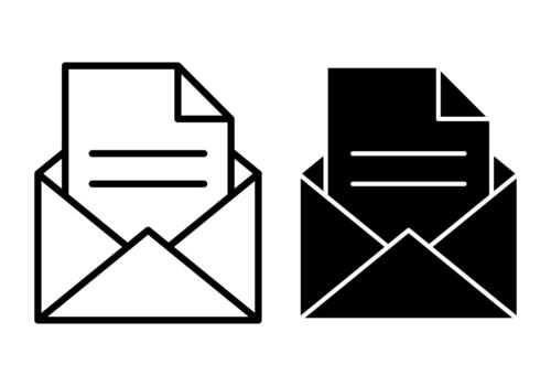 File Mail Notification Black Icon Bundle for Message Alerts Incoming Inbox and Document Updates vector