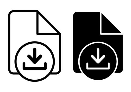 File Download Black Icon Bundle for Digital Retrieval Tools and Document Transfer Systems vector