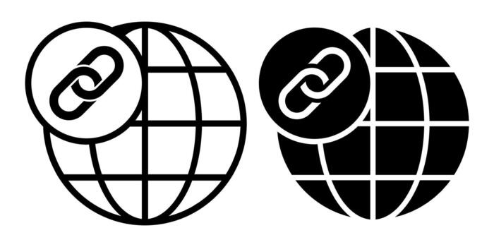 Globe Link Black Icon Bundle for Global Connection and Worldwide Networking Designs vector