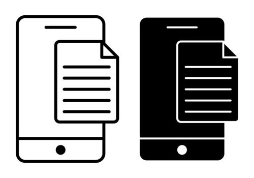 File on Mobile Black Icon Bundle for Phone Access Portable Tasks and Digital Document Handling vector