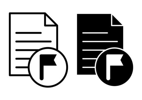File Flag Black Icon Bundle for Marked Documents and Priority Indicator Systems vector