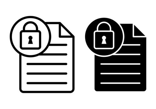 File Secure Black Icon Bundle for Protected Documents Safety Locks and Confidential Record Use vector