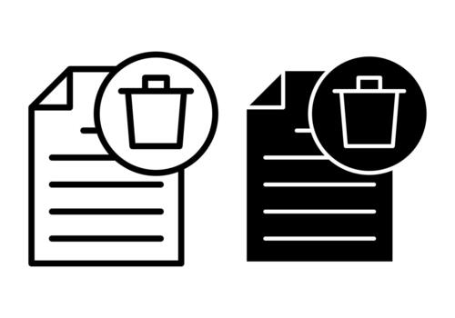 File Trash Black Icon Bundle for Clean Document Removal and Digital Organization Use vector
