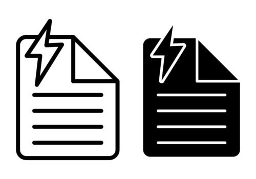 File Energy Black Icon Bundle for Power Information Documents and Eco Data Interfaces vector