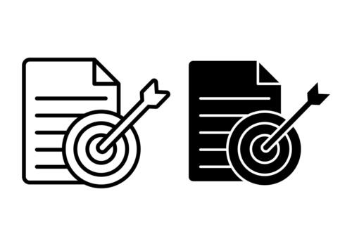 archivo objetivo negro icono haz para objetivo rastreo y enfocado documento administración vector
