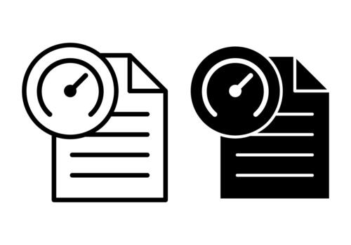 archivo velocímetro negro icono haz para rápido documento estado y actuación indicadores vector