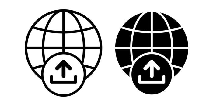 Globe with Upload Arrow Symbol Flat Colored Icon for Worldwide Transfer and Online Tasks vector