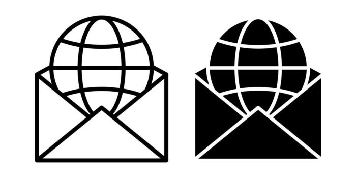 globo correo notificación negro icono haz para en todo el mundo mensajería y correo electrónico alertas vector