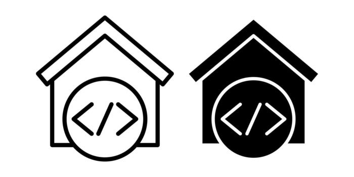 Home Code Black Icon Bundle for Property Development and Digital Housing Interfaces vector