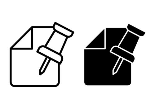 File Push Pin Black Icon Bundle for Pinned Notes Marked Documents and Organized Office Items vector