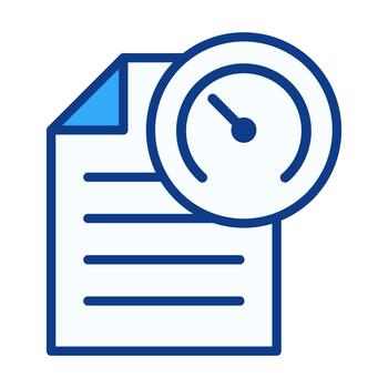 File Document with Speedometer Gauge Symbol Flat Colored Icon for Performance Tasks vector