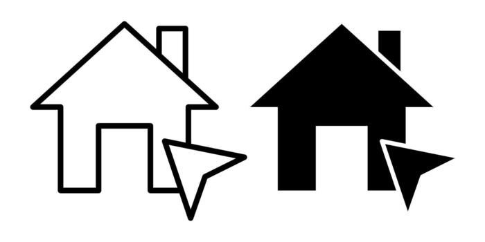 Home Symbol with Cursor Click Black Icon Bundle for Interface and Navigation Tools vector