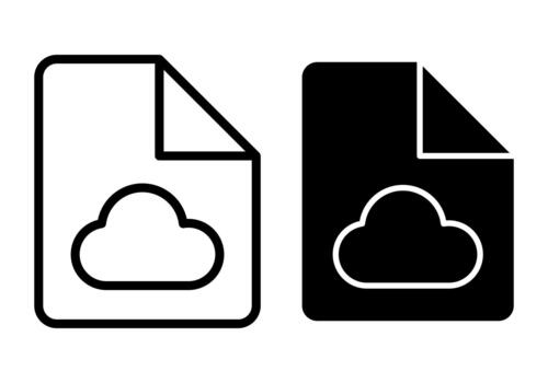 File Cloud Black Icon Bundle for Cloud Storage Systems and Digital Backup Interfaces vector