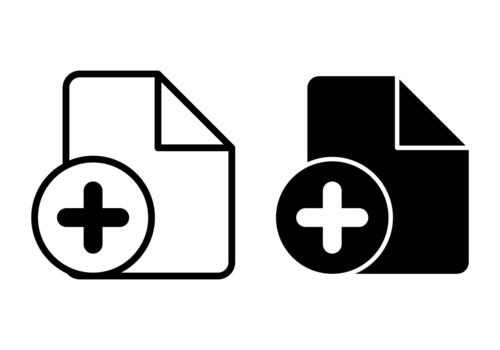 File Add Black Icon Bundle for Document Management and Digital Interface Projects vector