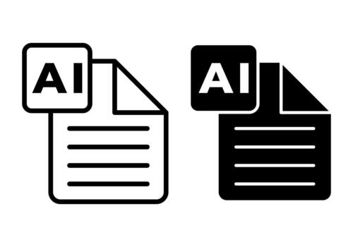 File AI Black Icon Bundle for Digital Document Formats and Creative Project Interfaces vector