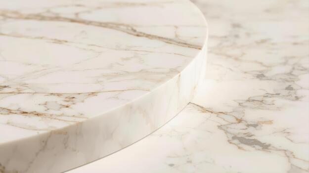 A captivating close-up showcases the elegant veining and smooth, polished surface of a luxurious marble tabletop in pristine condition. photo