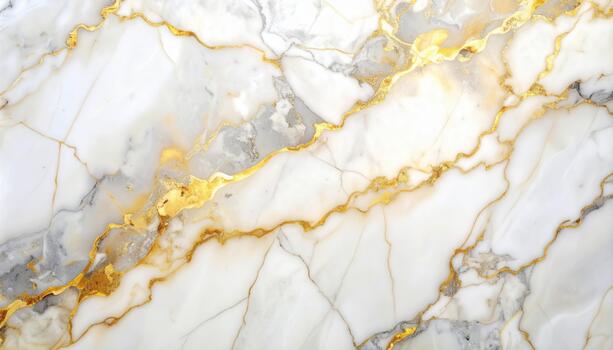 Elegant white marble background with striking gold veins creating a luxurious and sophisticated abstract pattern for interior design use. photo