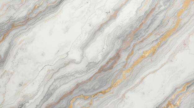 Abstract marble texture features flowing veins of gray and gold on a white background, creating an elegant and luxurious surface pattern. photo