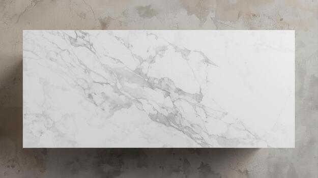Elegant white marble countertop surface exhibits a subtle grey veined pattern against a textured, neutral background, adding refined sophistication. photo