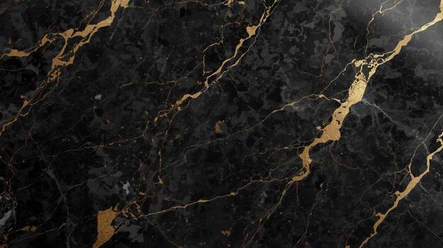 Elegant black marble texture featu golden veins creates a luxurious and sophisticated surface pattern suitable for high end backgrounds. photo