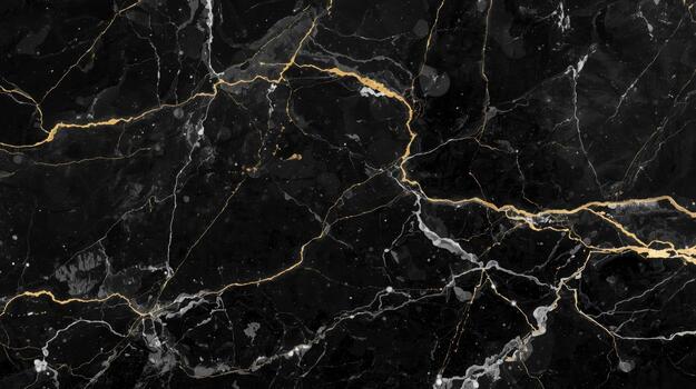 Elegant black marble texture with golden veins creates a luxurious and sophisticated background for decorative design and artistic applications. photo