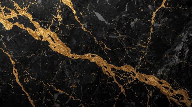 Black marble background with golden veins creating intricate and luxurious patterns evoking elegance and sophistication in design projects. photo