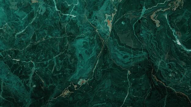 Stunning emerald green marble surface showcases intricate veining patterns creating a luxurious and sophisticated aesthetic background design element. photo