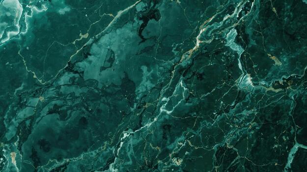 Dark green marble texture features swirling white and gold veining creating a luxurious and elegant natural stone background pattern image. photo