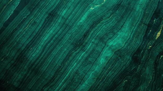 An emerald green malachite stone surface with natural wavy patterns and texture creates a luxurious abstract background in organic design photo