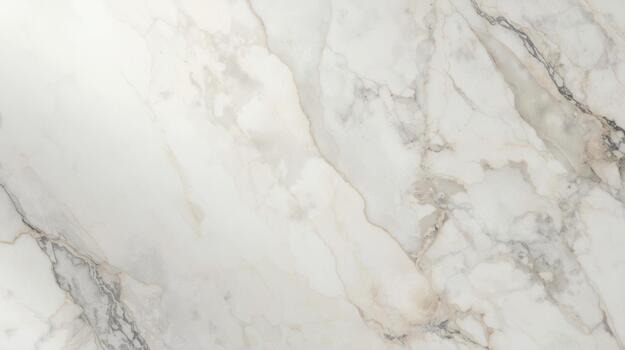 Elegant close-up reveals the soft white marble surface with subtle grey veining creating a refined and luxurious natural stone texture. photo